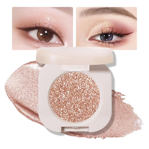 Monochrome Glittle Eyeshadow, Vegan Neutral Glittle Pressed Powder Single, Talc & Paraben Free, Moonstone (09)