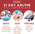 Set 31 Set 2 31 Twice-a-Day Monthly Pill Box Planner - AM & PM Medication Organizer for Days! Contains Organizers