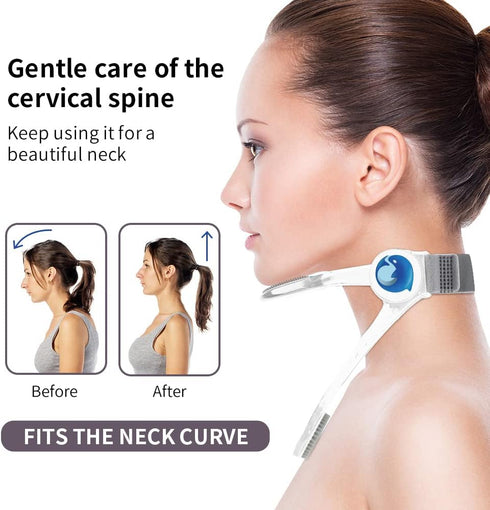 Neck Stretcher,Neck Brace,360 Degree Adjustable Neck Support.Ergonomic Cervical Traction Device for Aligning Neck.Neck Posture Corrector for Neck Pain Relief, Spinal Decompression. (Transparent)