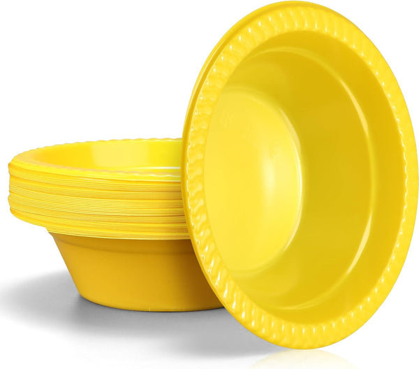wlilupah 30 Pack 12 oz Yellow Disposable Plastic Bowls Dessert, Ice Cream, Salad,