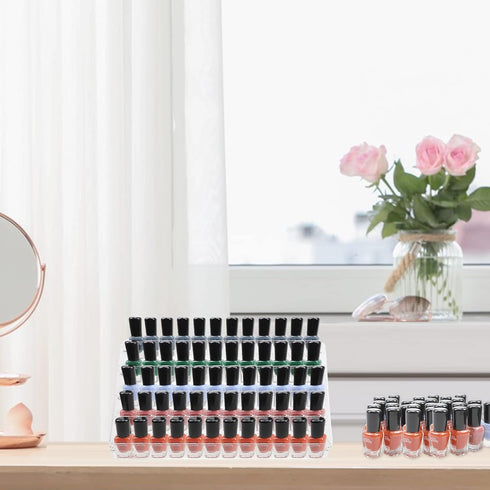 Kingtaily Nail Polish Organizer, 5 Layers Acrylic Display Rack for Cosmetics Storage