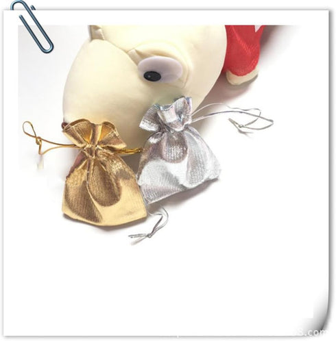 Wudygirl 100 PCS Drawstring Satin Bags Mixed Gold Silver, 3.54X4.72 inches for Jewelry Wedding Party