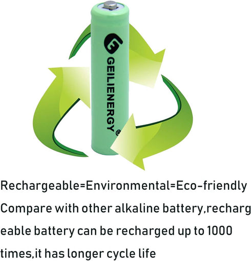 GEILIENERGY NICD AA 800mAh Rechargeable Battery for Solar Light, Garden Lights, Pack of 8