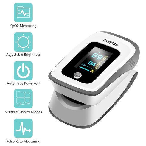 Fingertip Pulse Oximeter, Blood Oxygen Saturation Monitor with OLED Screen, Heart Rate and Fast Spo2 Reading