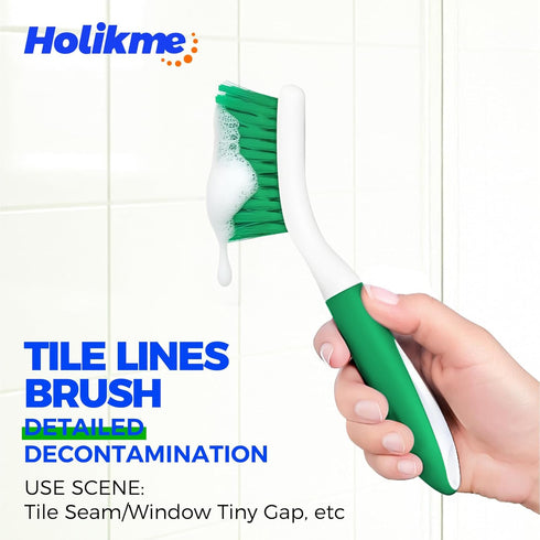 Set Holikme Cleaning Brush for Household Use, Scrub Brush, Kitchen Brush, Tile Lines Brush for Bathroom, Floor, Tub