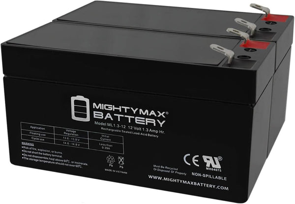 Mighty Max Battery ML1.3-12 - 12 VOLT 1.3 AH SLA BATTERY - PACK OF 2