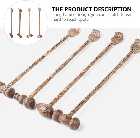 Hammer 4pcs Set, KICHOUSE Wooden Dual-use Massage Stick Double-Head Back Scratcher and Body Muscle Relaxation Massager