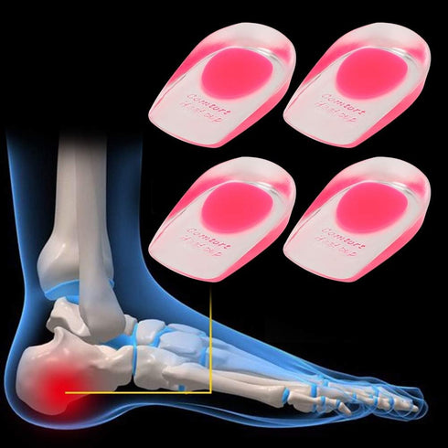 2 Pairs Women Gel Heel Cups - Soft Elastic Massage Heel Cushion for Foot Pain Relief, 4.1 x 2.4 x 0.9in