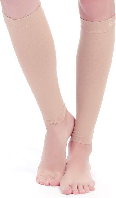 BSERA Calf Compression Sleeve Women, 2 Pairs 15-20mmHg Support Footless Compression Socks for Shin Splints