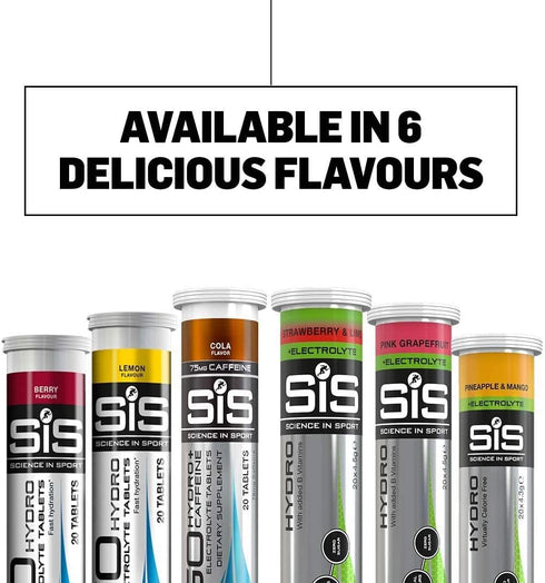 Science in Sport Hydro Electrolyte Tablets - 20 Tablets Pack, Fast Hydration Performance Electrolytes for Running,