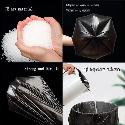 Small Black Trash Bags, 4 Gallon Thicken Value Trash Bag with Handle, 100 Counts for Bathroom Bedroom Office Kitchen