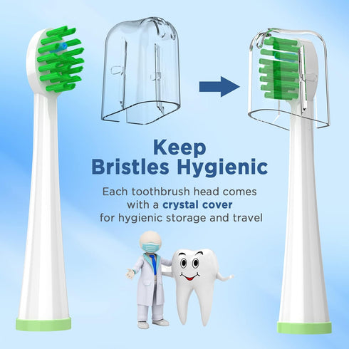 Replacement Toothbrush Heads for Water Pik Sonic Fusion (SF-01 / SF-02 / SF-03 / SF-04), 10 Count, Compact with Covers,
