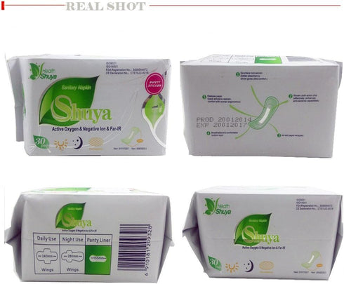 SHUYA Natural Cotton Panty Liners for Women - Without Wings, Chlorine Free Herbal Scented, 60 Count, Pack of 2