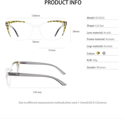 OCCI CHIARI 6.0 Clear Reading Glasses for Women, Stylish Readers in Transparent, Available in Multiple Strengths