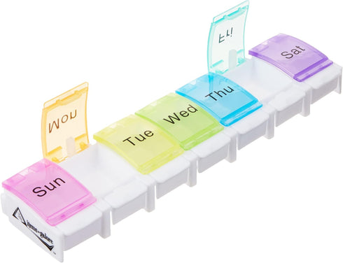 Items Galore 7-Day Pill Weekly Pill Organizer with Spring Open Design and Large Compartments to Hold Medications