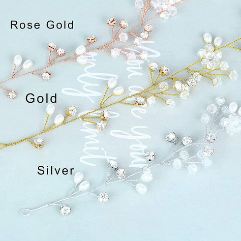 Yean Wedding Hair Vine, Long Bridal Headband Hair Accessories for Bride and Bridesmaid, 100cm / 39.3inches, Silver