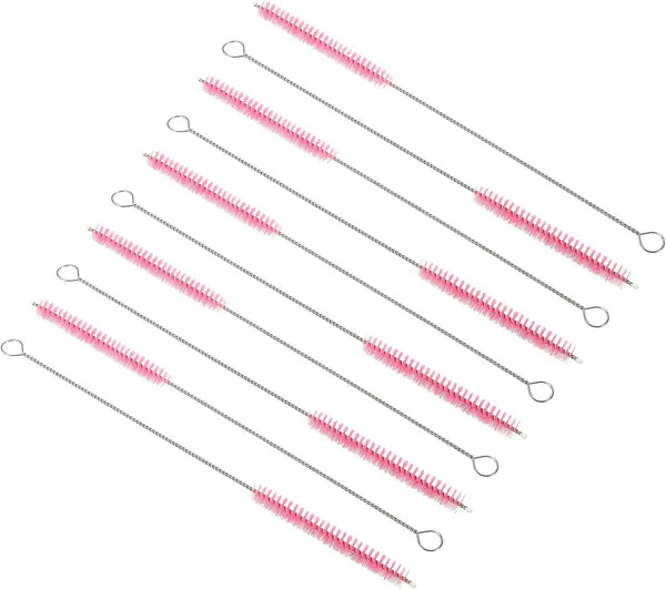 PATIKIL 10"x3/8" Long Straw Brush, 10 Pcs Nylon Pipe Cleaner for Drinking Straws and Pot Spout, Pink