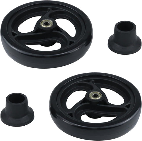 MY MIRONEY 2PCS Black Wheel Replacement Glide Caps for Wheelchairs, Walkers, PVC Front Wheels with Mounting Screws