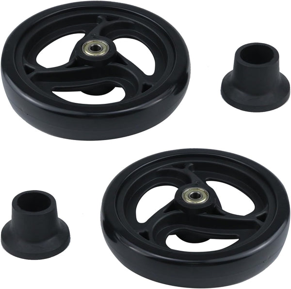 MY MIRONEY 2PCS Black Wheel Replacement Glide Caps for Wheelchairs, Walkers, PVC Front Wheels with Mounting Screws