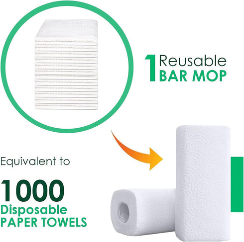 Bar Mop Kitchen Towels - 12 Pack, 100% Cotton, 16 x 19 Inches, Super Absorbent, Multi-Purpose for Home and Kitchen
