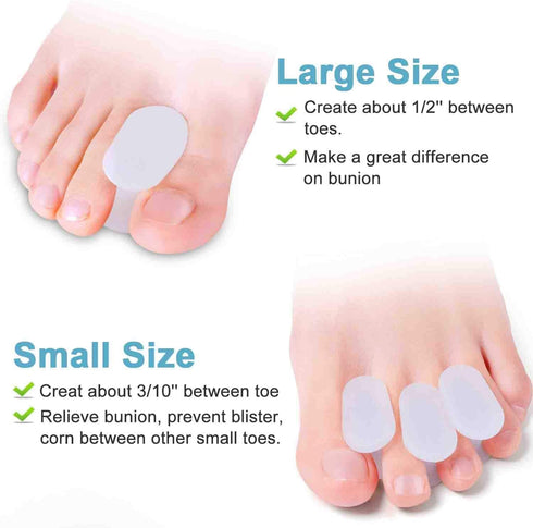 Povihome 10 Pack Gel Bunion & Toe Spacers - Separators and Straightener Orthotics for Bunion Pain Relief, S Size