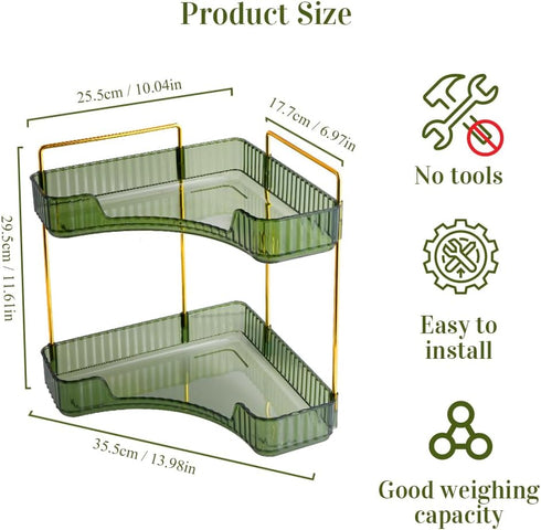 Multifunctional Shelf 2-Tier Corner Bathroom Counter Organizer, Skincare Makeup Organizer Shelf ,Corner Storage Organizers for Bathroom Vanity Table Kitchen by Jaxbo