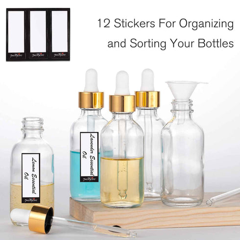 PrettyCare 4 Pack 1oz Dropper Bottles for Essential Oils - Clear Glass, Leak Proof Tincture Bottles