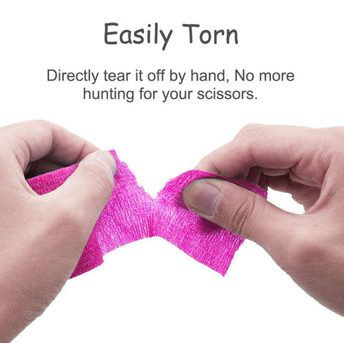 VideoPUP Tattoo Grip Cover Wrap - 6PCS Disposable Cohesive Elastic Bandage Handle Grip Tube (Phosphor Pink)
