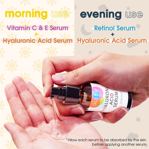 Retinol Serum for Face - Vitamin C and Hyaluronic Acid Serum, Glow Face Serum for Women and Men, 3x1oz