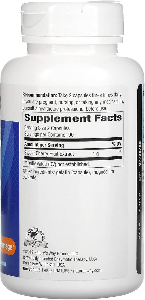 Nature's Way 1,000 2-Capsule 180 (Packaging Cherry Fruit Sweet Cherry Extract, Supports Antioxidant Pathways*, mg Per