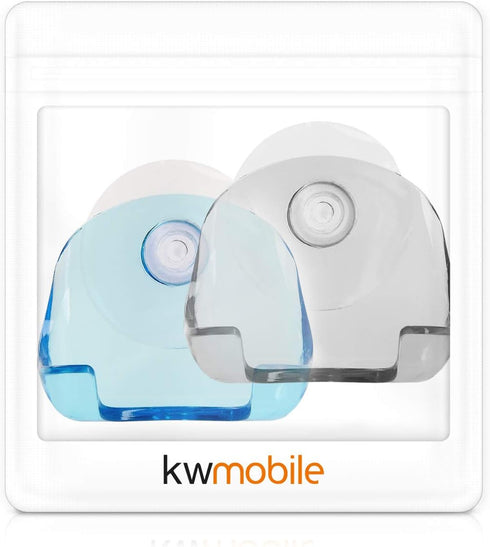 kwmobile 2x Razor Holder with Suction Cup - Self-Adhesive Shaver Wall Mount - Black/Light Blue/Transparent Bathroom