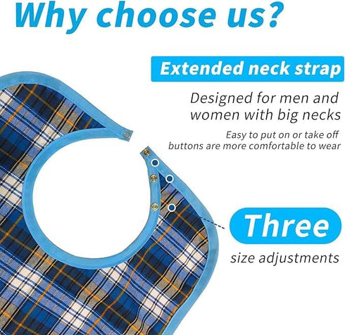 pegirra Eating,30" 19.5"Large disabled(3 Pack) Adult Bibs for x Feeding Adult Bibs,Reusable Washable Dining Clothing