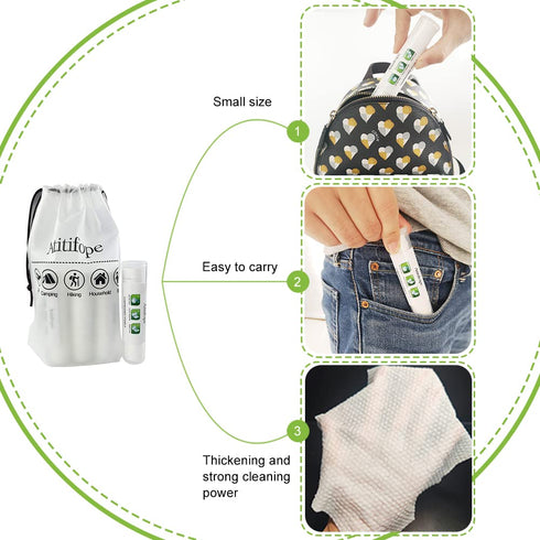 Compressed Cleaning Wipes, Travel Reusable Face Towels, 50 Pieces with 5 Carrying Cases