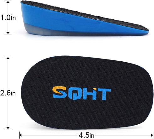 SQHT's Height Increase Insoles - Heel Shoe Lift Inserts for Men & Women, Cushion for Achilles Tendonitis (Large 1"