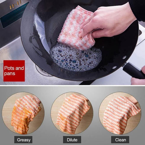 Usondeals Microfiber Cleaning Rag, Super Absorbent Reusable Scouring Towels for Kitchen and Bathroom (5 PCS, 11.8")