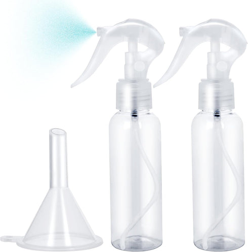 Jeffdad 2 Pack Plastic Spray Bottles, 3.5oz Clear Refillable Container for Water, Essential Oils, Cleaning Solutions