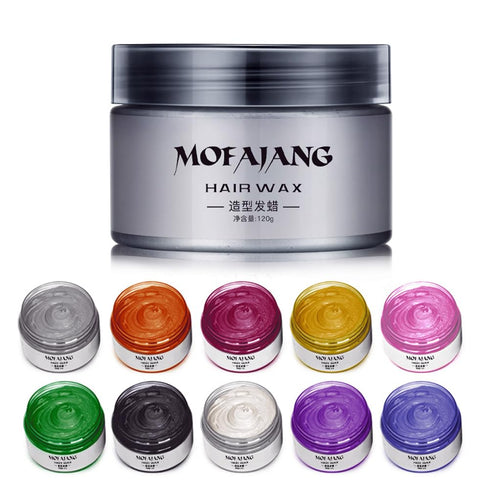 MOFAJANG Unisex Hair Wax Color Dye Styling Cream, Washable Temporary Pomade for Natural Hairstyle, Party Cosplay (Blue)