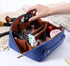 Large Capacity Travel Cosmetic Bag, Waterproof Plaid Checkered Makeup Bag with Handle and Divider for Women