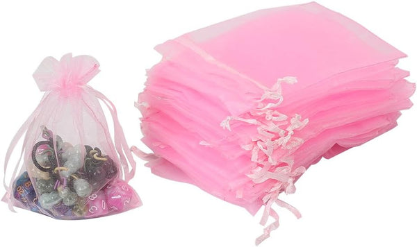 HRX Package 100pcs Pink Organza Bags, 4 x 6 Inches Wedding Christmas Favors Gift Drawstring Jewelry Pouches