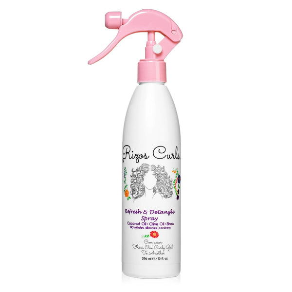 Rizos Curls Refresh & Detangle Spray, Moisturizing Leave-In with Coconut Oil, Aloe Vera & Shea Butter, 10 oz