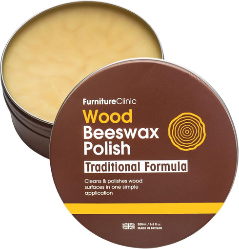 Furniture Clinic Premium Beeswax Polish (6.8oz/200ml), Condition, Restore, Protect, Waterproof Wood Furniture,