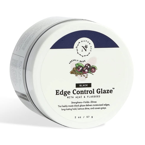NaturAll 2 Oz Black Smoothing Edge Control Glaze | Medium Hold Moisturizing Styler Hair Curl Cream for Defined Curls