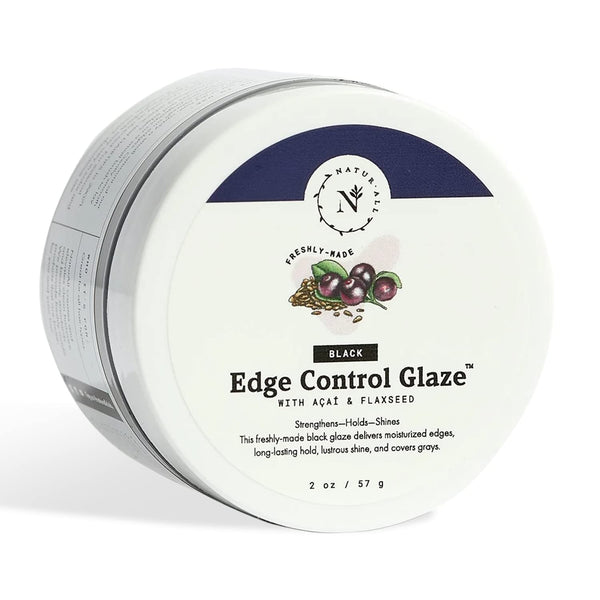 NaturAll 2 Oz Black Smoothing Edge Control Glaze | Medium Hold Moisturizing Styler Hair Curl Cream for Defined Curls