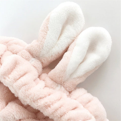 LOVEF 5Pcs Bunny Ear Cosmetic Headband Fluffy Elastic Hairband for Shower, Spa, Party, Facial Mask
