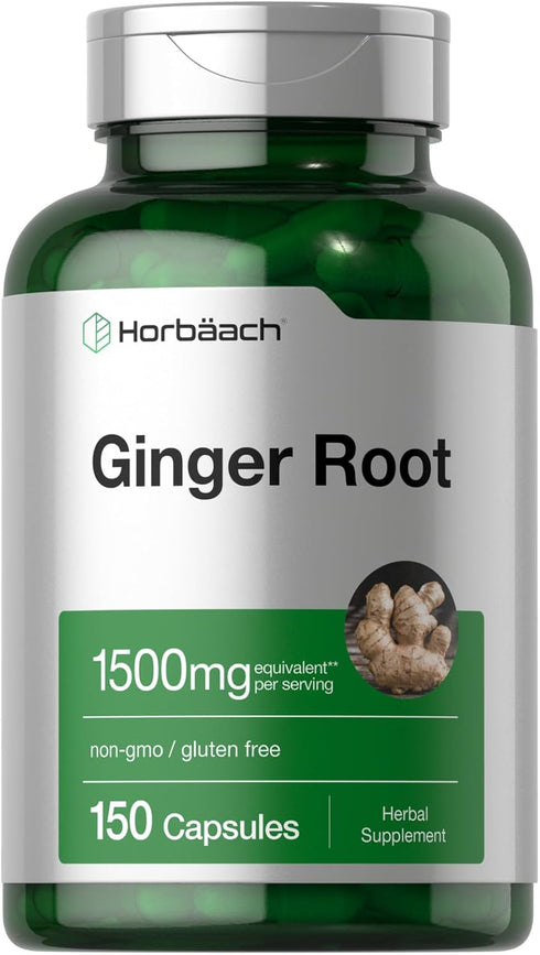 Horbaach Ginger Root Extract Capsules 1500 mg | 150 Pills | Non-GMO, Gluten Free