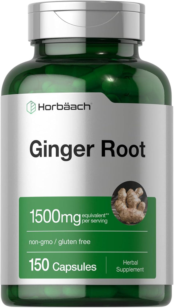 Horbaach Ginger Root Extract Capsules 1500 mg | 150 Pills | Non-GMO, Gluten Free
