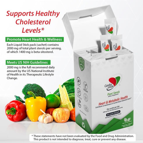 2000mg Plant Sterols with 1400mg beta-Sitosterol - Supports Healthy Cholesterol Levels, 30 Day Supply in Liquid Packets