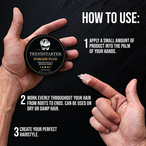 POMADE PLUS (4oz) - Medium Hold, Medium Shine, Premium Flake-Free Water-Based Hair Styling Gel for All Hair Types
