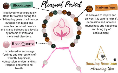 Set Amazing Gemstone Period Bracelets for Women - Bloodstone Mariyam Jasper Rose Quartz Bracelet for Healing Calming