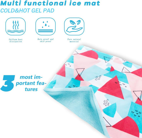 Ice Cooling Mat, Gel Cooling Cold Mat Pain Relief, Injuries Mesh Fabric Hot Cold Therapy Pack for Back, Shoulder, Knee